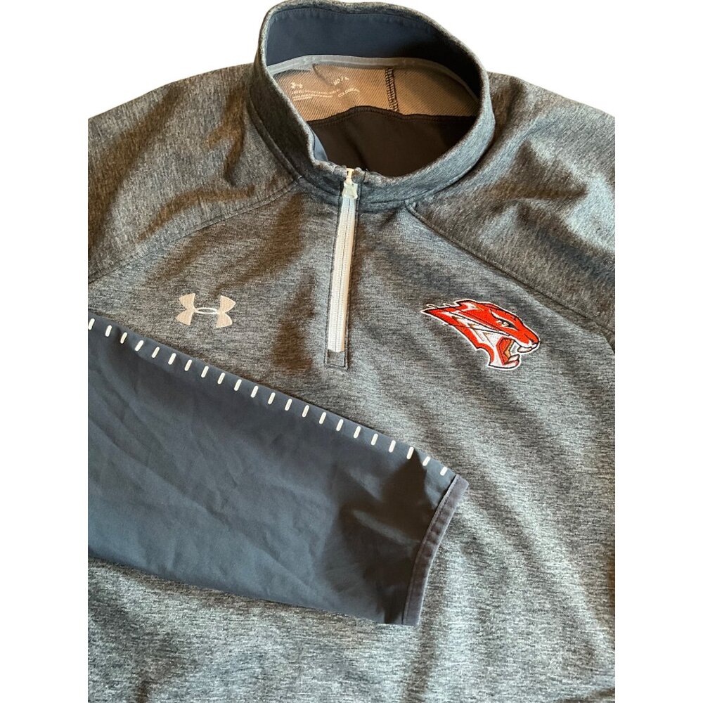 Under Armour Mens ColdGear 1/4 Zip Pullover Size M Gray w/ Orange Lion‎